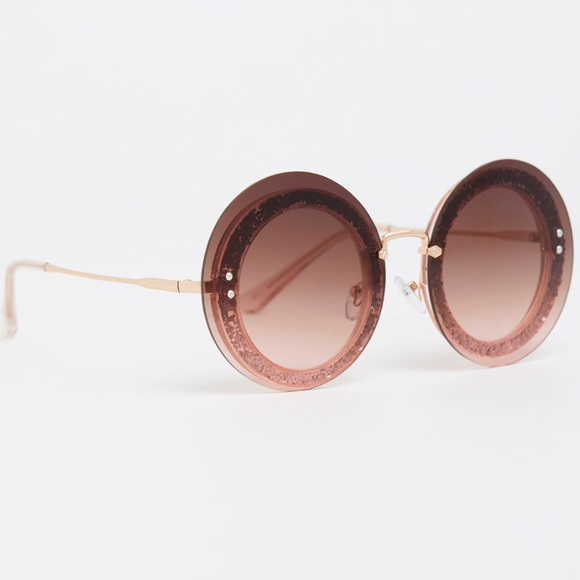 NWT Rose Gold Rimless Round Sunglasses - Picture 3 of 3